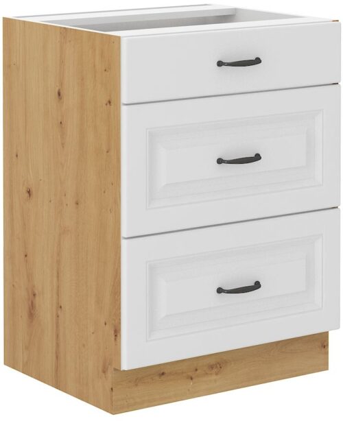 Apakšējais skapis 60 cm ar atvilktnēm Stillo artisan/balts 60 D 3S BB