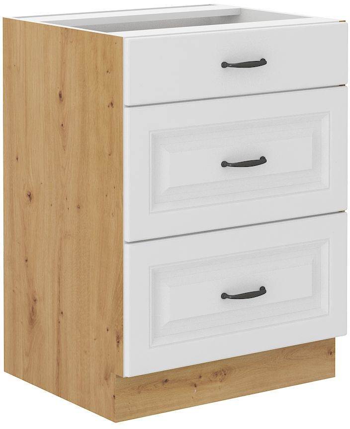 Apakšējais skapis 60 cm ar atvilktnēm Stillo artisan/balts 60 D 3S BB