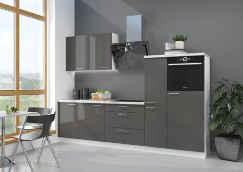 Virtuve 270 cm, pelēks virtuves komplekts “Lara Grey”