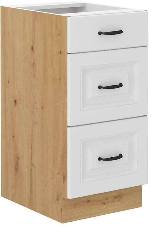 Apakšējais skapītis 40 cm ar atvilktnēm Stillo artisan/balts 40 D 3S BB