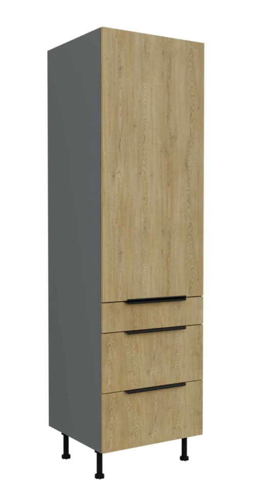 Uzglabāšanas skapis 60 cm ar atvilktnēm Cremona antracīta krāsā 60 DKS-210 3S 1F