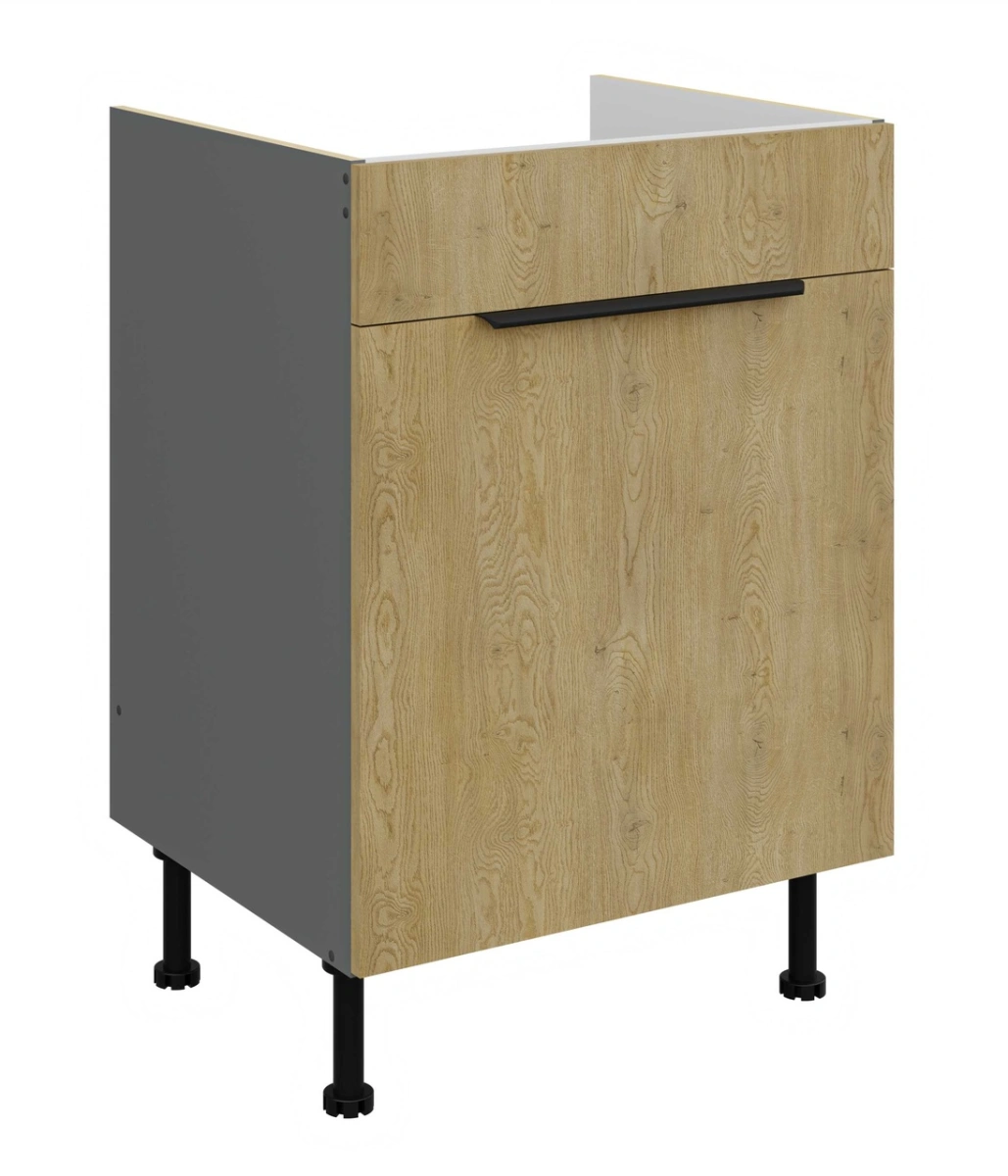 Apakšējais skapītis 60 cm, izlietne, atvilktne, Cremona antracīta krāsā 60 ZL 1S BB