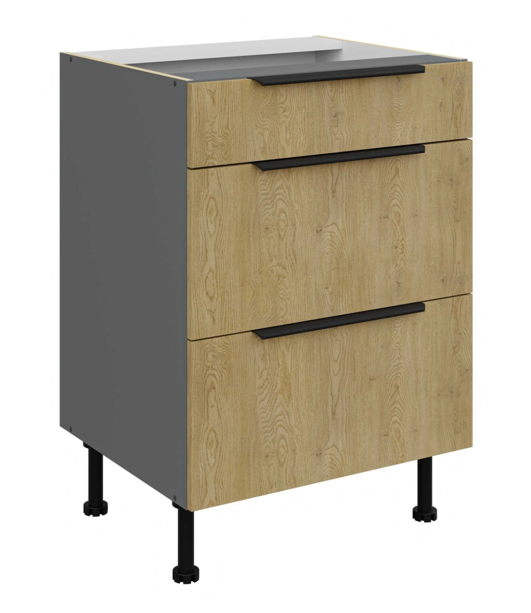 Apakšējais skapis 60 cm ar atvilktnēm Cremona antracīta krāsā 60 D 3S BB