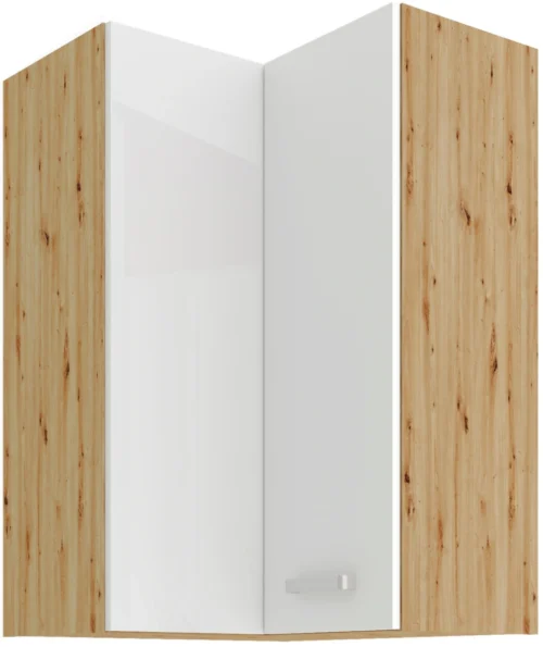 Augšējais stūra skapis 60 cm Artisan balts spīdīgs 58×58 GN-90 2F 90 grādi