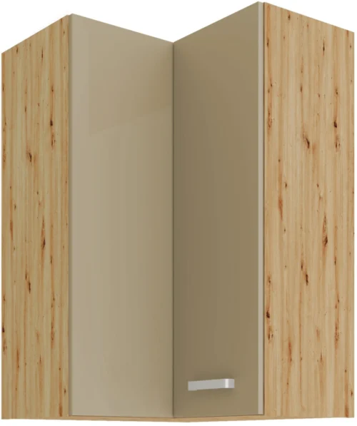 Augšējais stūra skapis 60 cm Artisan kapučīno spīdīgs 58×58 GN-90 2F 90 grādi