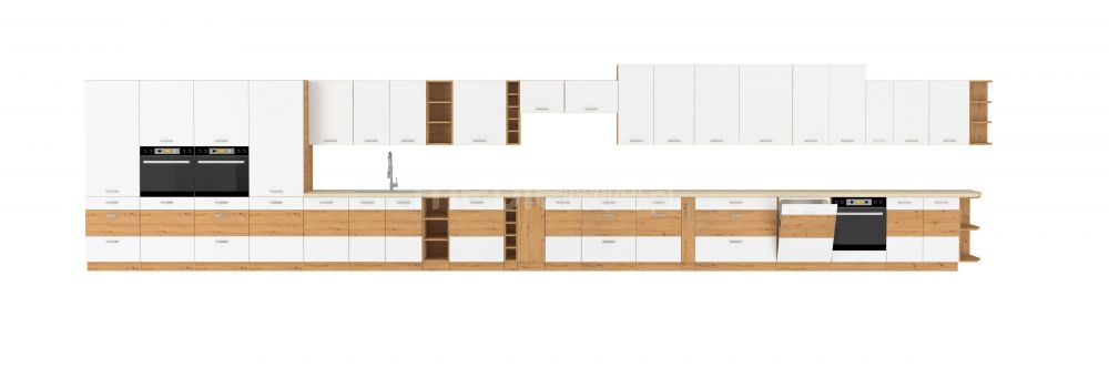 Amatnieku virtuves komplekts, 240 cm, balts spīdums un amatnieku ozols — изображение 7
