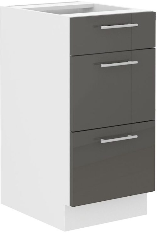 Apakšējais skapis 40 cm ar atvilktnēm Lara Grey 40 D3S BB Quadro