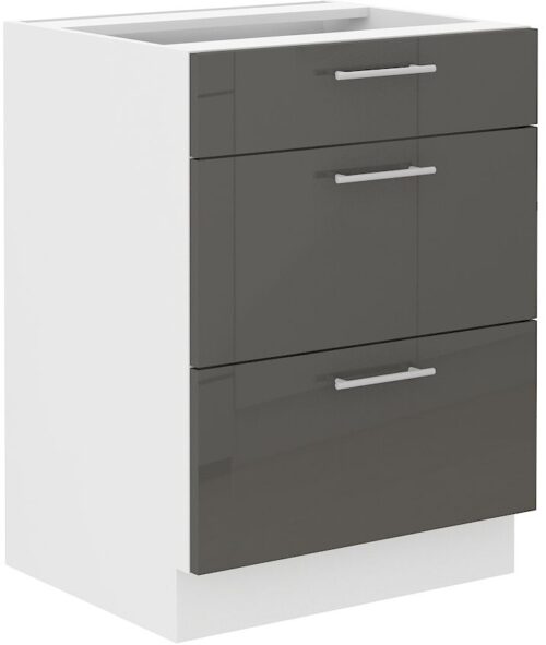 Apakšējais skapis 60 cm ar atvilktnēm Lara Grey 60 D3S BB Quadro