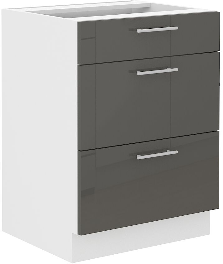 Apakšējais skapis 60 cm ar atvilktnēm Lara Grey 60 D3S BB Quadro