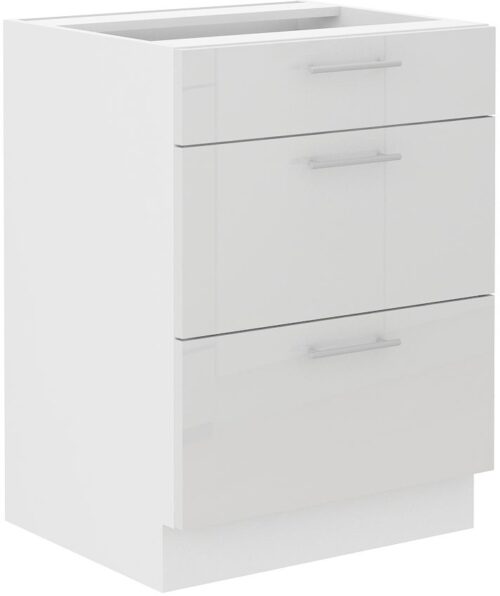 Apakšējais skapis 60 cm ar atvilktnēm Lara White 60 D3S BB Quadro
