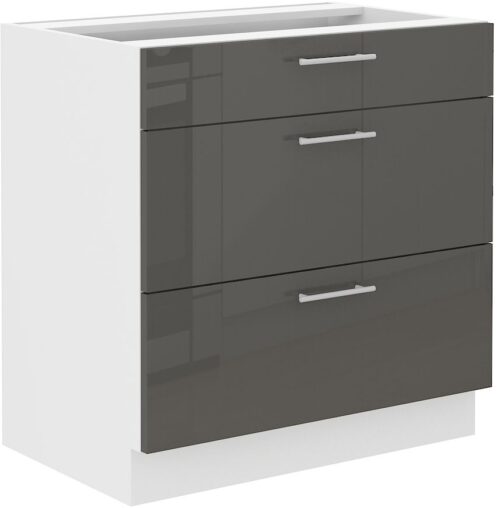 Apakšējais skapis 80 cm ar atvilktnēm Lara Grey 80 D3S BB Quadro