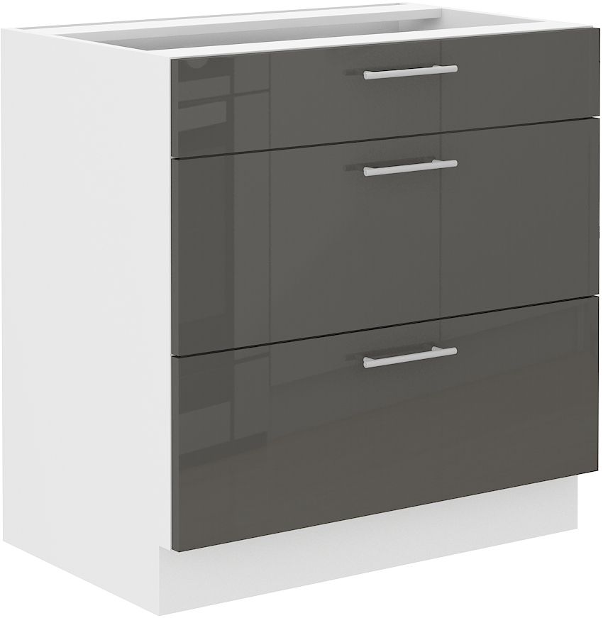 Apakšējais skapis 80 cm ar atvilktnēm Lara Grey 80 D3S BB Quadro