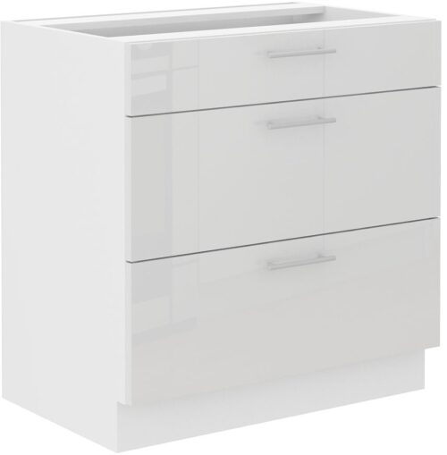 Apakšējais skapis 80 cm ar atvilktnēm Lara White 80 D3S BB Quadro