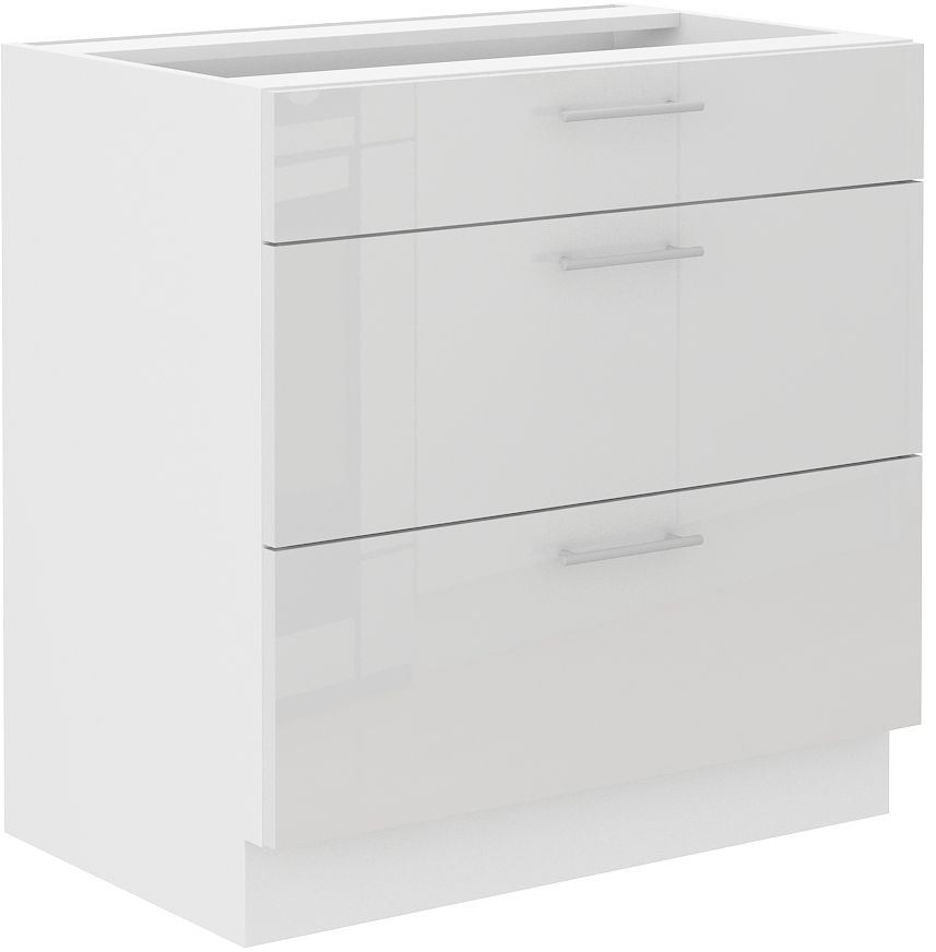 Apakšējais skapis 80 cm ar atvilktnēm Lara White 80 D3S BB Quadro