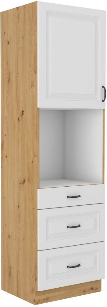 60 cm kolonnas krāsns ar atvilktnēm Stillo artisan/balta 60 DPS-210 3S 1F