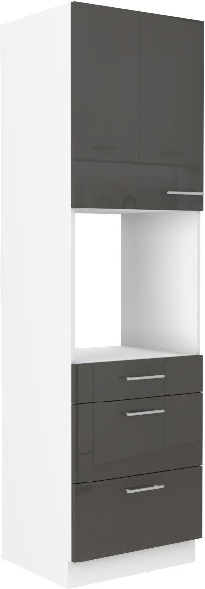 Augsts skapis 60 cm cepeškrāsns atvilktnes Lara Grey 60 DPS-210 3S 1F