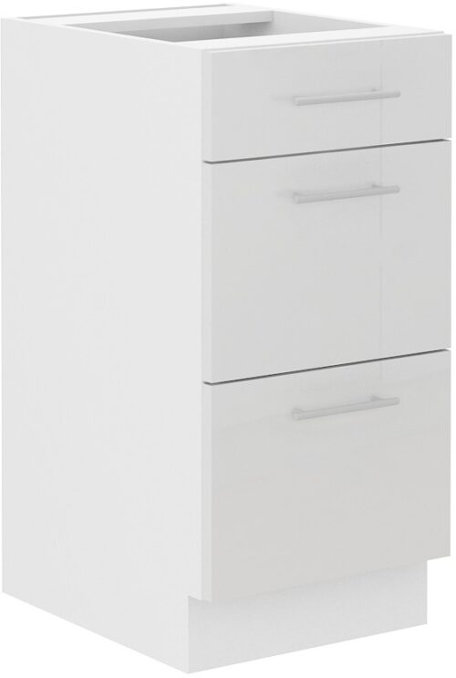 Apakšējais skapis 40 cm, atvilktnes Lara, balts, 40 D 3S BB, PREM BOX