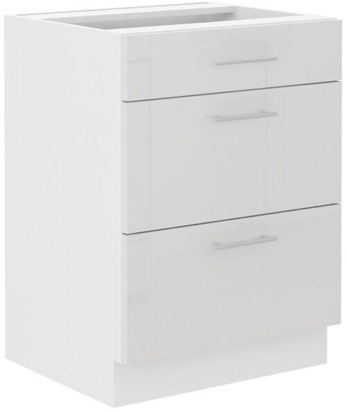 Apakšējais skapis 60 cm, atvilktnes Lara White 60 D 3S BB PREM BOX