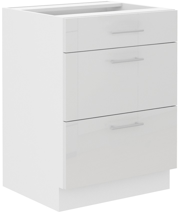 Apakšējais skapis 60 cm, atvilktnes Lara White 60 D 3S BB PREM BOX