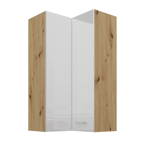 Augšējais stūra skapis 60 cm Artisan balts spīdīgs 58×58 GN-108 2F 90 grādi