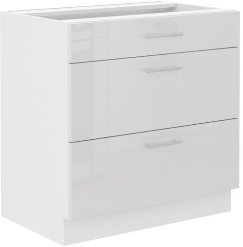 Apakšējais skapis 80 cm, atvilktnes Lara White 80 D 3S BB PREM BOX