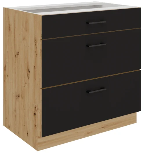 Apakšējais skapis 80 cm ar atvilktnēm Modena 80 D 3S BB Premium Box