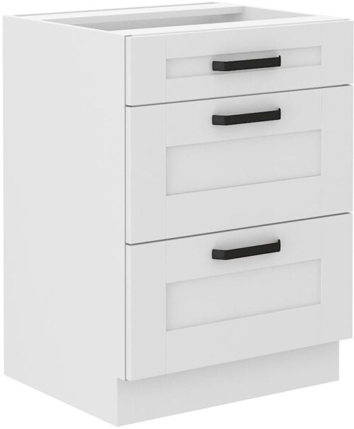 Apakšējais skapis 60 cm ar atvilktnēm Luna balts 60 D 3S BB