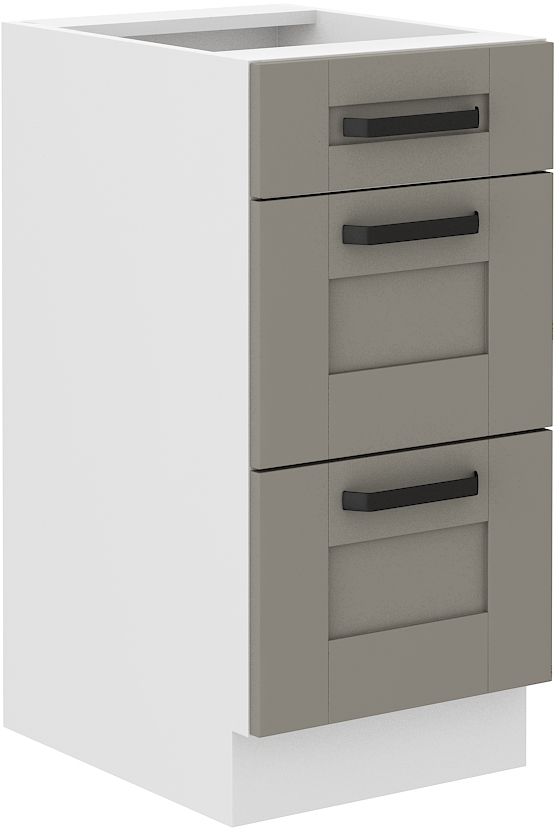 Luna balts/māla pelēks 40 D 3S BB pamatskapis 40 cm ar atvilktnēm