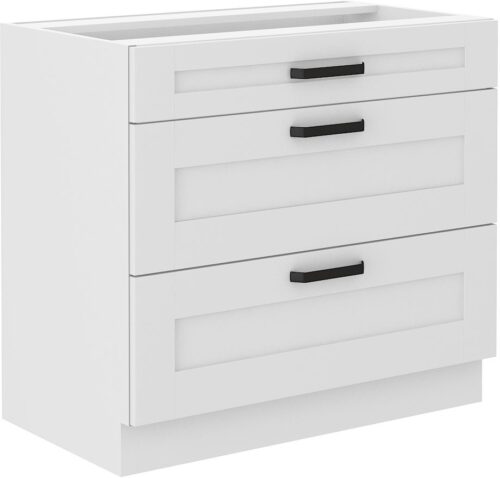 Apakšējais skapis 80 cm ar atvilktnēm Luna balts 80 D 3S BB