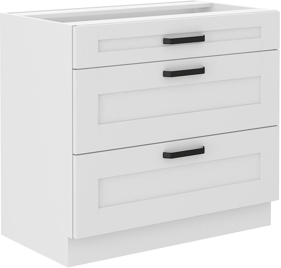 Apakšējais skapis 80 cm ar atvilktnēm Luna balts 80 D 3S BB