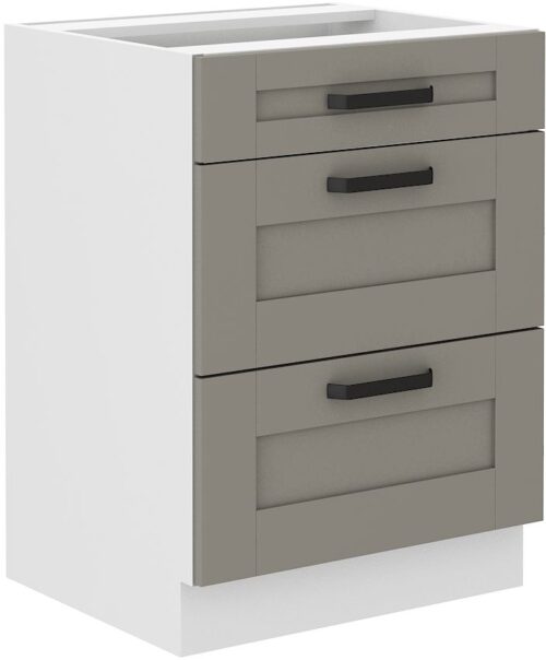 Luna balts/māla pelēks 60 D 3S BB pamatskapis с длиной 60 см