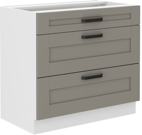Luna balts/māla pelēks 80 D 3S BB Gridas skapītis ar 80 cm atvilktnēm