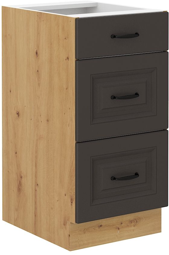 Apakšējais skapītis 40 cm ar atvilktnēm Stillo artisan/grafīta krāsā 40 D 3S BB