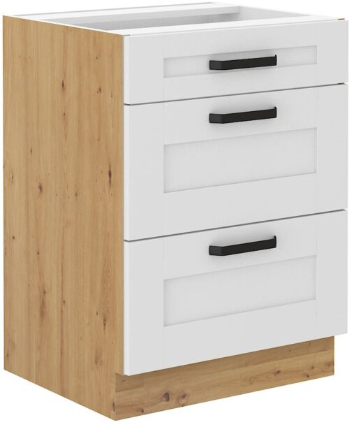 Apakšējais skapis 60 cm ar atvilktnēm Luna balts/artisan 60 D 3S BB