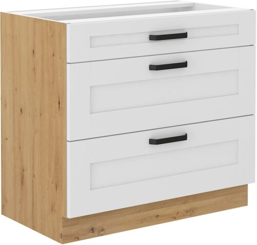 Apakšējais skapis 80 cm ar atvilktnēm Luna balts/artisan 80 D 3S BB