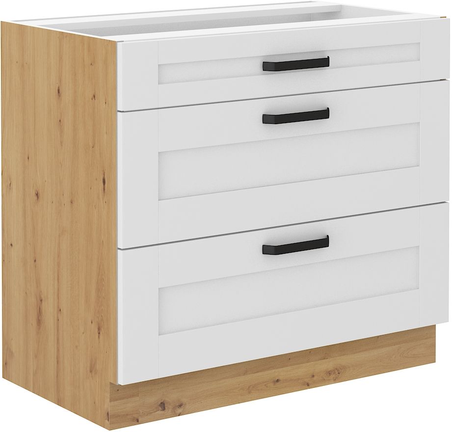Apakšējais skapis 80 cm ar atvilktnēm Luna balts/artisan 80 D 3S BB