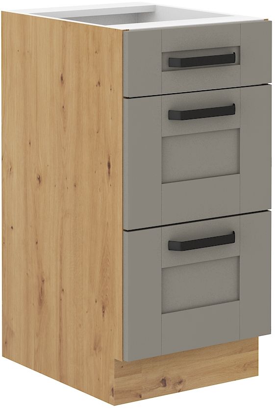 Apakšējais skapītis 40 cm ar atvilktnēm Luna artisan/māla pelēks 40 D 3S BB