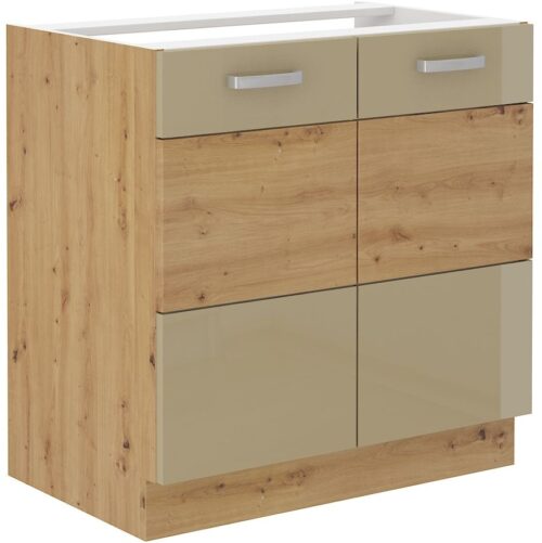 Apakšējais skapītis 80 cm Artisan izlietne kapučīno spīdīgā krāsā 80 ZL 2F BB