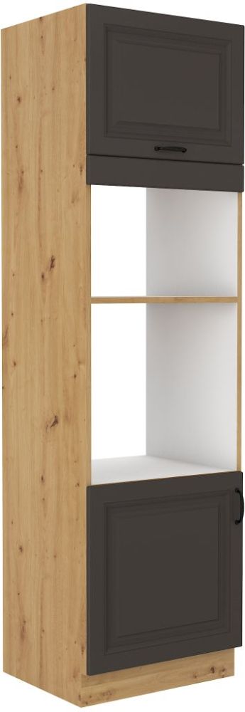 60 cm augsts skapis “Stillo artisan/graphite 60 DPM-210 2F” ar cepeškrāsni un mikroviļņu krāsni