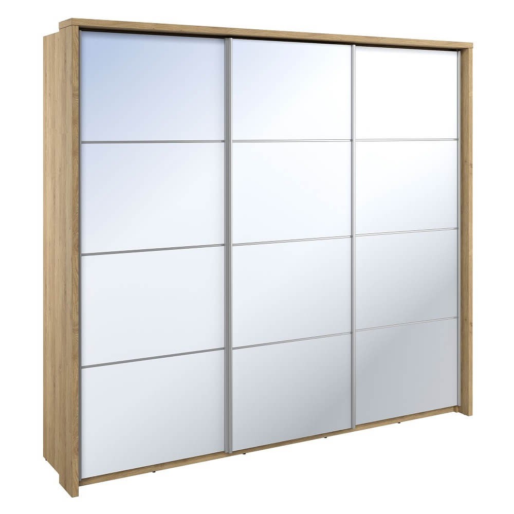 ARTI AR-27 3D bīdāmais skapis | 240 cm | Spogulis, LED apgaismojums | Šetlendas ozols