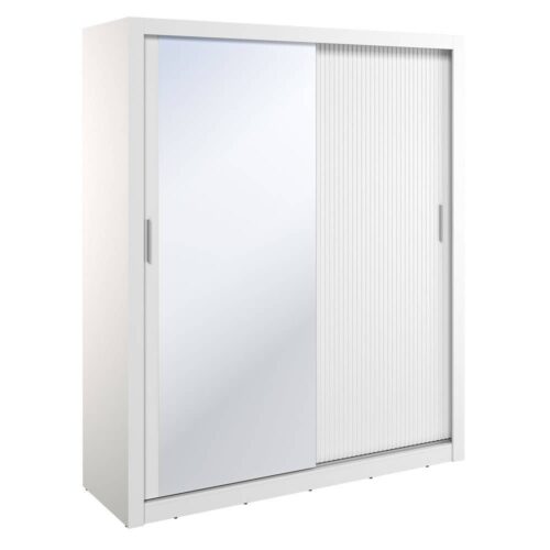 ARTI AR-28 2D bīdāmais skapis | 180 cm | Spogulis, LED apgaismojums | Balts