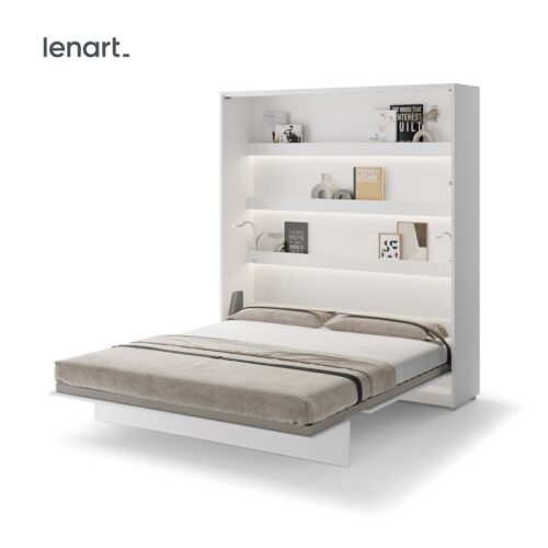 Lenart BED CONCEPT BC-13 vertikāla sienas gulta 180 cm, balta spīdīga