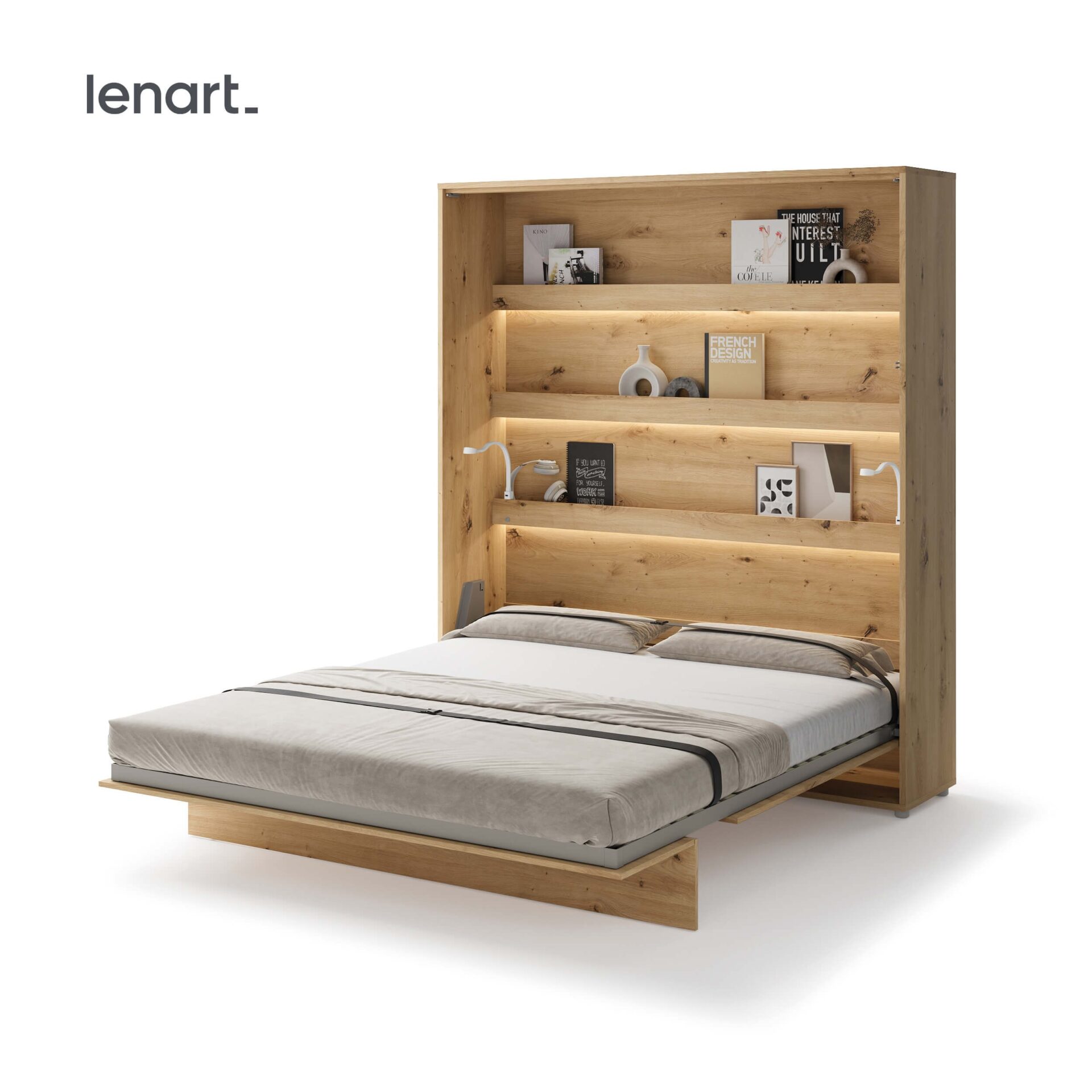 Lenart GULTAS KONCEPTS BC-13 vertikāla sienas gulta 180 cm, ozola imitācija