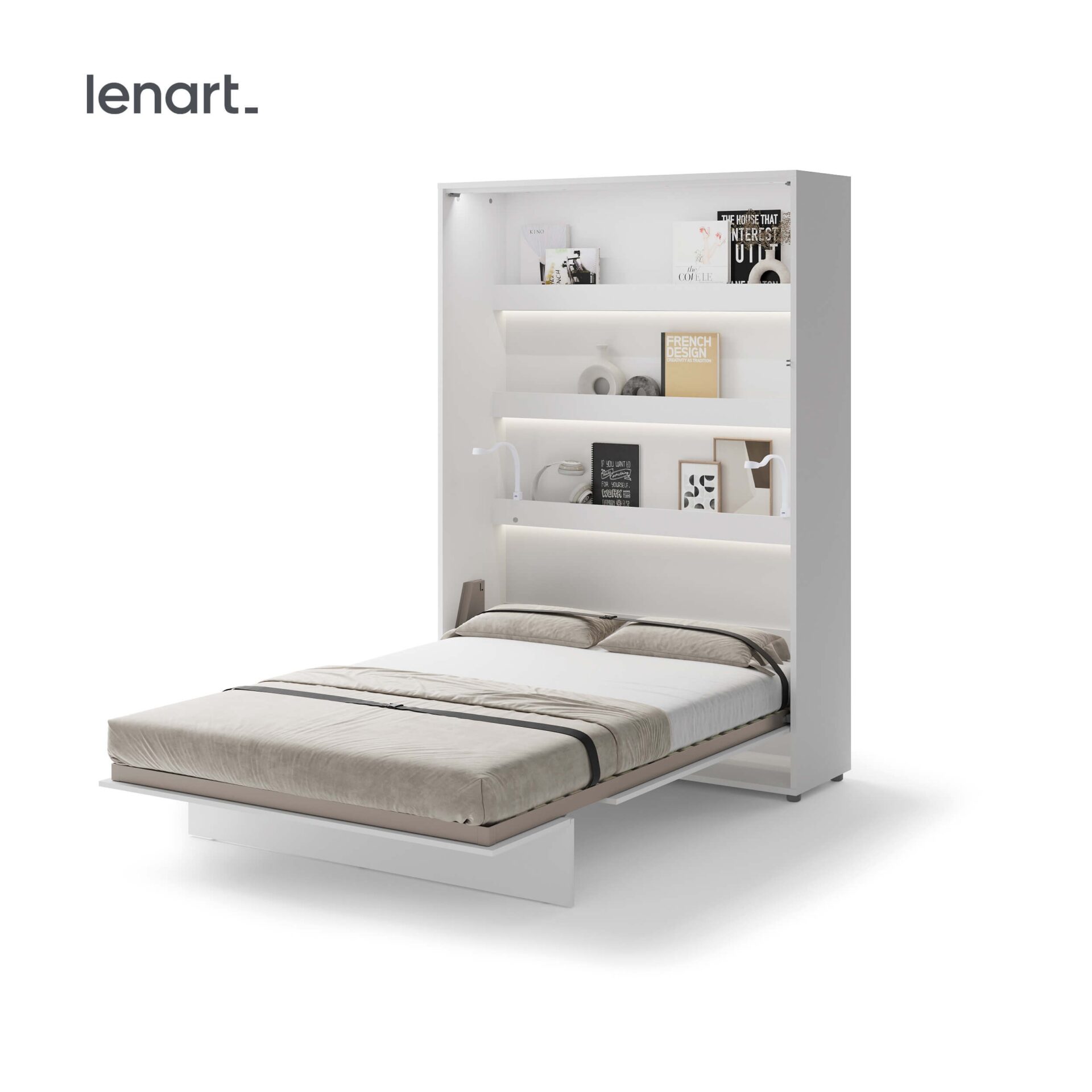 Lenart BED CONCEPT BC-01 vertikāla sienas gulta 140 balta