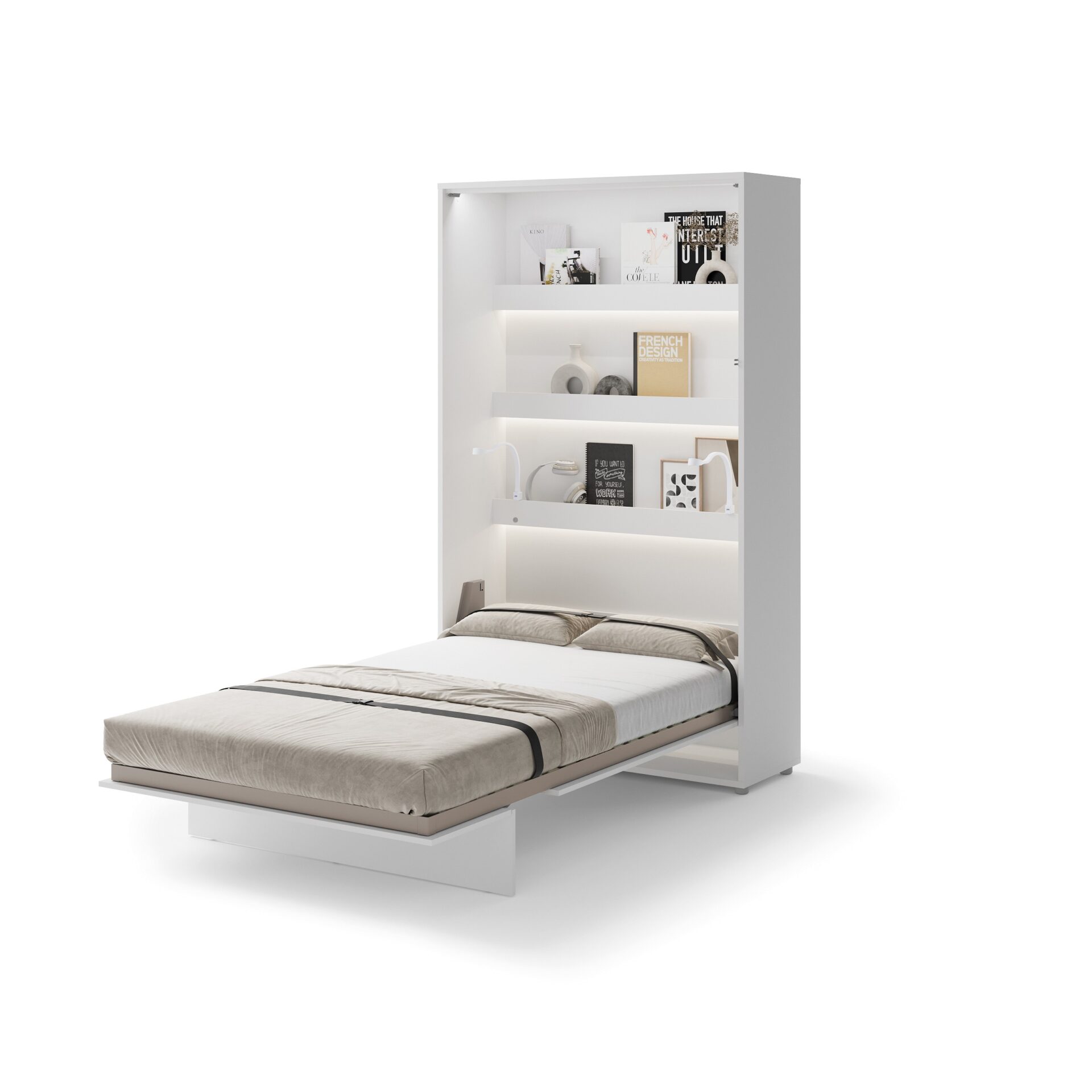 Lenart BED CONCEPT BC-02 vertikāla sienas gulta 120 cm spīdīgi balta — 5 attēls