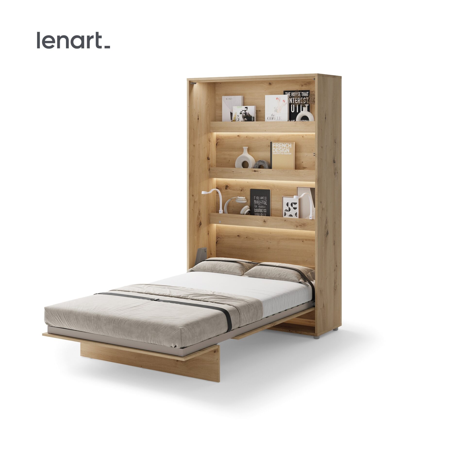 Lenart BED CONCEPT BC-02 vertikāla sienas gulta 120 cm, ozola imitācija — изображение 5