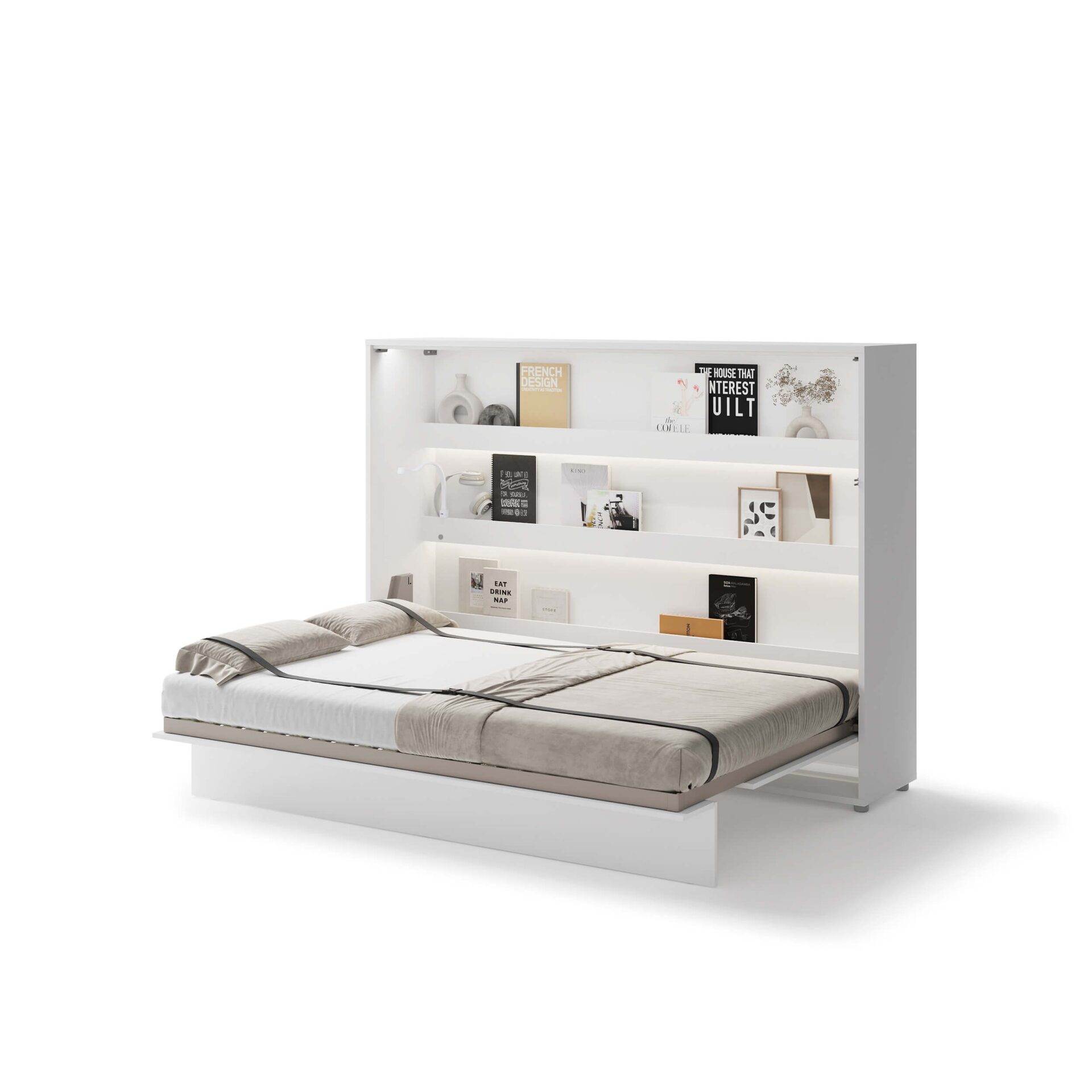 Bed Concept BC-04 - Horizontāla pie sienas stiprināma gulta 140 - Balta — изображение 4