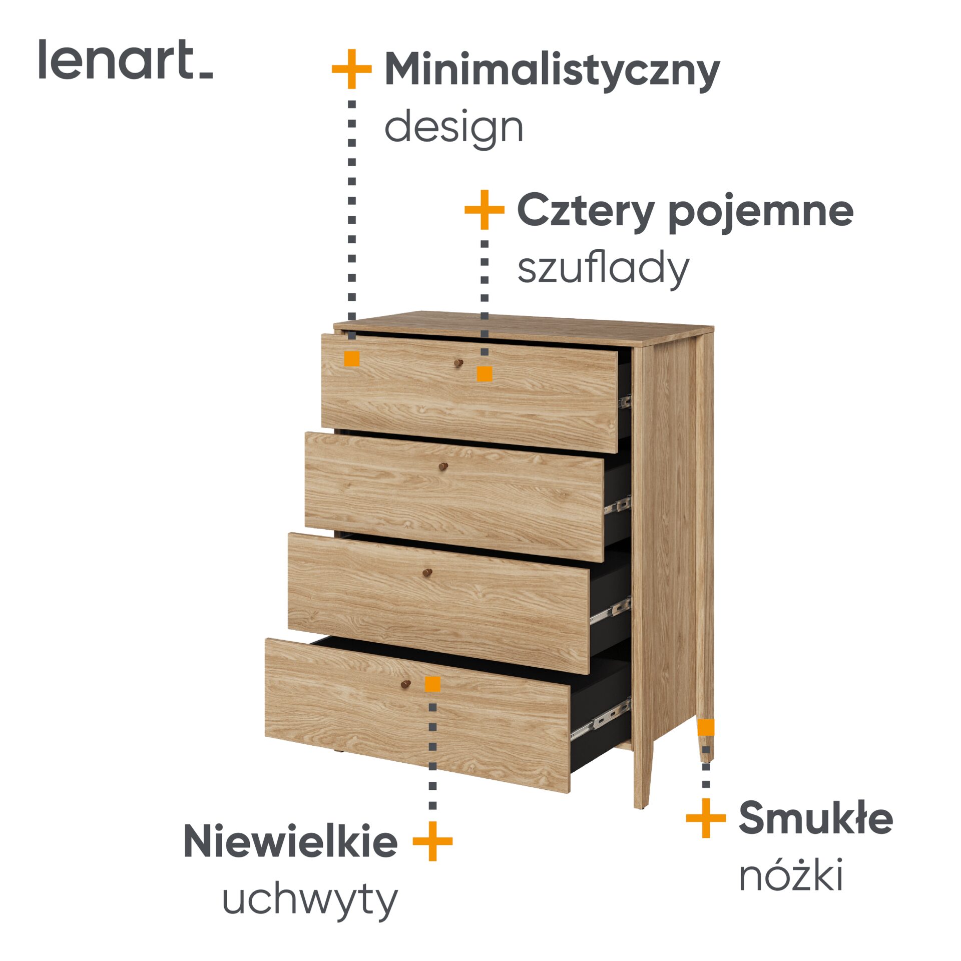 COZY CZ-03 kumode | 92 cm | Eļļots ozols — 5 attēls