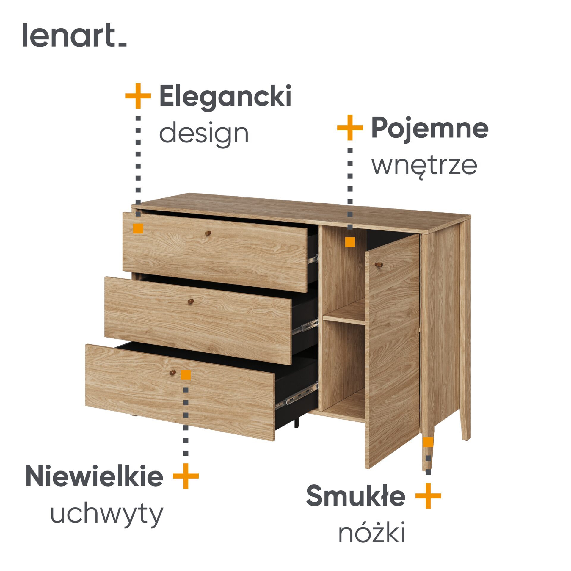 COZY kumode CZ-04 | 136 cm | Eļļots ozols — изображение 5