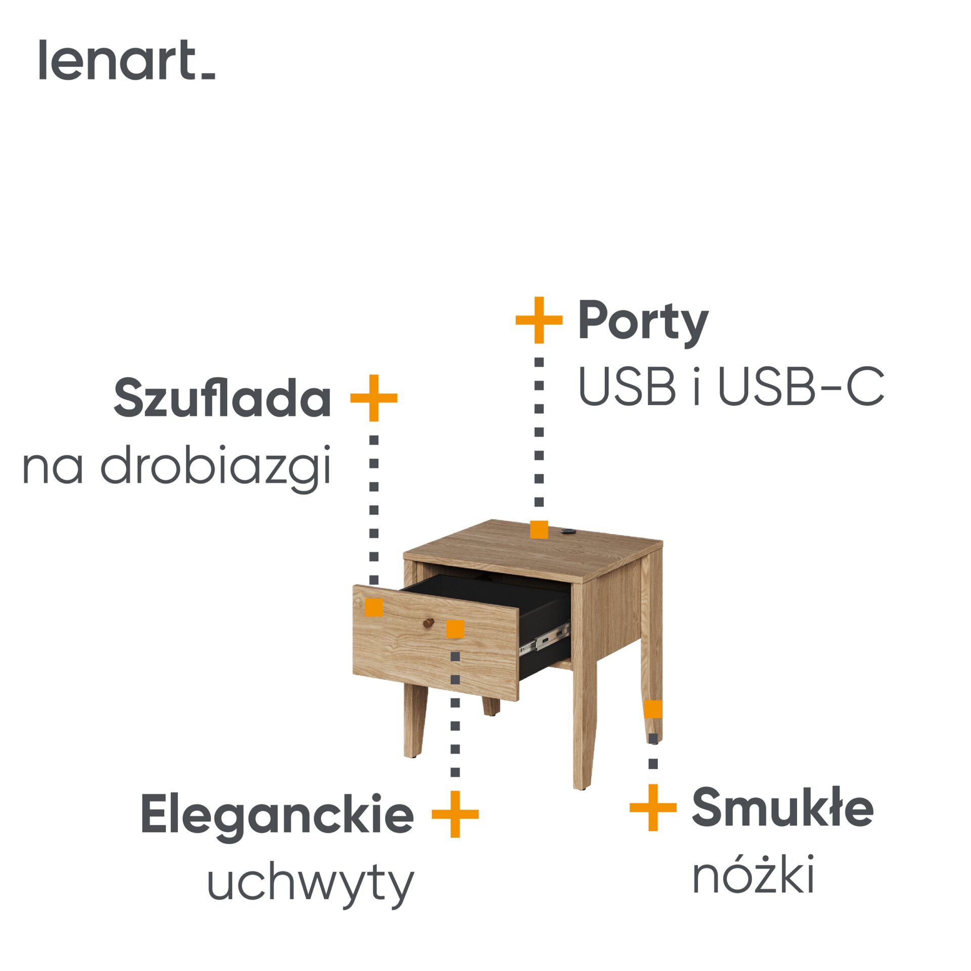 COZY CZ-05 naktsskapītis | Eļļots ozols — 5 attēls